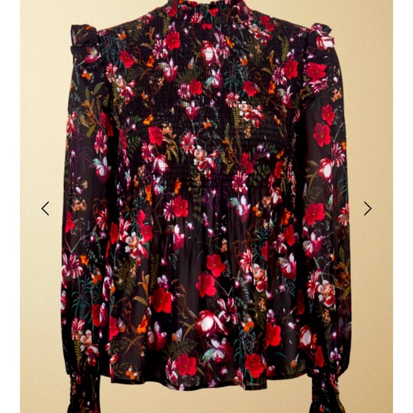 Ted Baker Enyya Fern Forest High Neck Smock Top 4 - Picture 3 of 6